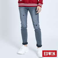 EDWIN 503 修身微破小直筒牛仔褲-男-灰色