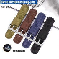 Nylon Sport Strap for Casio G-Shock GM-110 GM-2100 GA-900 W-218H Stainless Steel Buckle 16mm 18mm Men Canvas Bracelet Watch Band