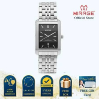 Mirage Jam Tangan Pria Analog 8578 M Silver Original Stainless Plat Putih
