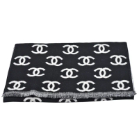 【CHANEL 香奈兒】經典珍珠雙C LOGO圍巾/披肩(黑AA7067-BLK)