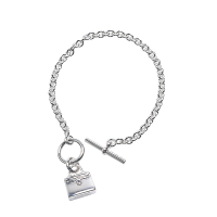 HERMES 經典Amulettes Kelly包包造型925純銀T釦手鍊