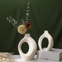 【優選百貨】歐式陶瓷白色花瓶組合ins風創意水培乾燥花家居擺件亞馬遜珍珠棉裝