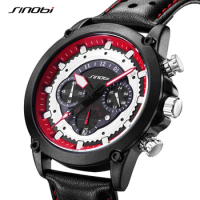 Sports Watches SINOBI Mens New Stainless Fashion Steel Chronograph Man Quartz Wristwatches Luminous hands Male's Calender Clock