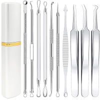 Pimple Popper Tool Kit - oyx 10 Pcs Blackhead Remover Comedone Extractor Kit with for Quick and Eas