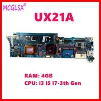 UX21A Motherboard For ASUS UX21A UX21 Laptop Mainboard With i3 i5 i7-3th Gen 4GB RAM 100% Tested OK