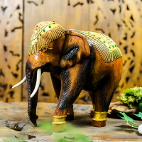泰國進口大象擺件實木客廳鎮宅酒柜電視柜裝飾品風水辟邪招財木雕