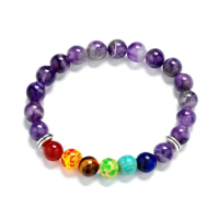 10 Colors 8mm Natural Seven Chakras Stone Beads Bracelet Lava Purple Green Strand Stretch Yoga Jewelry Tiger Eye Stone Bracelets