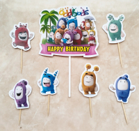 hiasan kue ulang tahun cake topper tema Oddbods Odd bods