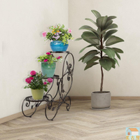 風柱三層植物和花架植物花盆架採用經典設計, 古銅色