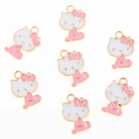 50pcs18*12mm Enamel Lucky lucky Cat Charms for Necklaces Pendants Earrings DIY Colorful Animal Charms Jewelry Accessories Mak