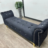 VC CHESTERFIELD LONG STOOL BENCH CHAIR DIAMOND VELVET SOFA compression sofa malaysia sofaella furnit