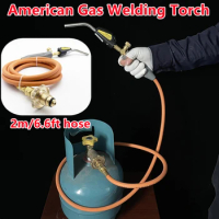 Gas Welding Torch Self Ignition 2m/6.6ft Hose Gas Brazing Burner Soldering Quenching Burne Hand Torch American LPG Welding Torch