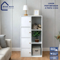 Loker 4 Pintu 3 Ruang Minimalis - Rak Buku & Penyimpanan Multifungsi - Lemari Dinding Kamar Tidur Es