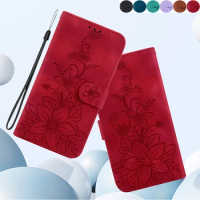 Leather Case For OPPO Reno 10 9 8 7 6 5 Pro Plus Find X3 NEO X5 Lite 8T 7Z 5Z 5F lily Flower Magnet Flip Book Case Cover Funda