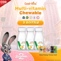 Cool-Vita 3 Botol Calcium Chewable 90 Tablet Kunyah Vitamin Tinggi Rasa Susu Bantu Tinggi dan Dukung
