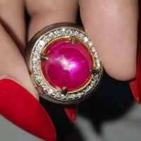 Natural Star ruby burma  ha 10.04ct Ring silver Big lab
