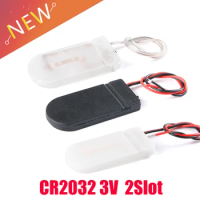 5Pcs 2 Slot CR2032 Battery Button Cell Holder Socket Case CR 2032 Battery Holder With Switch Leads Wire Black White Clear