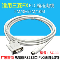 Suitable for Mitsubishi PLC programming cable FX/1S/2N/3U download cable 232 serial port data communication cable SC-11 brand ne