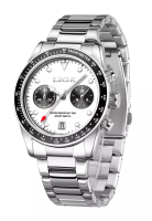 LIGE 計時碼錶中性款不鏽鋼石英錶，40 毫米，不鏽鋼錶帶