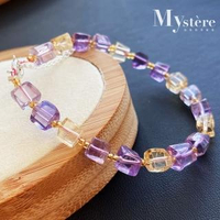 【my stere 我的時尚秘境】時尚甜美~天然紫黃水晶方塊造型手鍊(旺事業 招正財 招偏財)