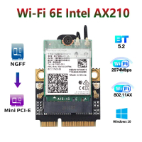 ชุดอะแดปเตอร์การ์ดไร้สาย Wi-Fi 6E PCI-E, Intel AX210, 2974Mbps, บลูทูธ 5.2, M.2 ถึง Mini PCI Express