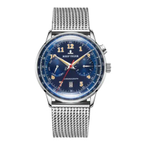 Reef Tiger RGA9122 Men Fashion Business Ultra Thin Luminous Automatic Mechanical Wrist Watch With Week Auto Date - Steel Band