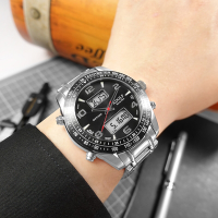 羅梵迪諾 Roven Dino 運動潮流 雙顯 世界時間 計時 防水 不鏽鋼手錶-黑色/45mm