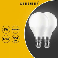 陽光 - LED燈膽 5W / E14細螺頭 / 白光6500K [2件優惠裝] LED燈泡 | LED球膽 | LED球泡 (LGT-5E14D-D)