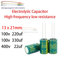 10pcs 13x21mm 100v 220uf 100v 330uf 400v 22uf green High frequency low resistance Electrolytic Capacitor