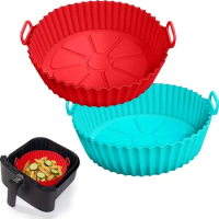 8 Inch Silicone Air Fryer Liners Air Fryer Silicone Air Fryer For Baking Oven Microwave Accessories for tableware