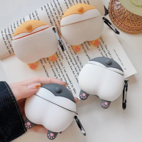 For Airpods Pro 3D Cute Cartoon Corgi Butt Case for Apple Airpods 3 Funny Ass Wireless Earphone Headphone Cover Charging Box