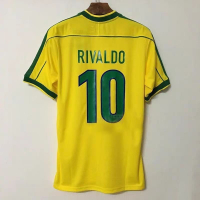 Retro 1998 Brazil Ronaldo R CARLOS Top Home Football Jersey Shirt 98abac