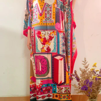 Beautiful Printed Loose Summer Holiday Silk kaftan Maxi dress Dashiki moroccan kaftan dubai muslim dress African dresses
