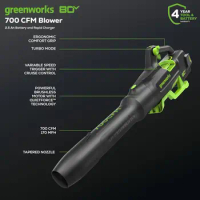 Greenworks 80V 700 CFM Cordless Leaf Blower, 2.5Ah Battery and 45 Minute Rapid Charger