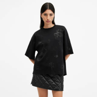 【ALLSAINTS】AMELIE EMB ROSE T恤Black W057JB(常規版型)