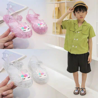 Children's Sandals Cute Boys' Soft Sole Beach Hole Shoes Girls' Transparent Sparkling Pink Jelly Princess Shoes Children's Shoes