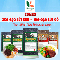 Combo 3kg gạo lứt đen và 2kg gạo lứt đỏ (hút chân không, mỗi túi 1kg) - Hoài Linh Điện Biên Food