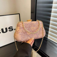 Vedlyn Vedlyn Clarisse Tas Pesta Wanita Clutch Brokat Stylish – Pink