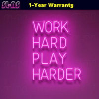 Work Hard Play Harder Neon Sign Motivational Neon Light Neon Sign for Office &amp; Room High Quality