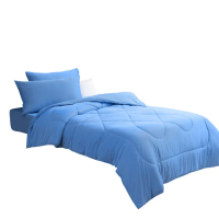 【LAMINA】條紋藍 綠能涼感紗抗菌針織四件式涼被床包組(雙人)