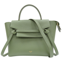 【二手名牌BRAND OFF】CELINE 賽琳 綠色 牛皮 Micro Belt 兩用包