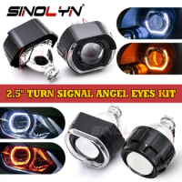 Sinolyn 2.5 Inch 8.0 Mini Bi Xenon Projector For H7 H4 Headlight DRL Angel Eyes Lenses Black HID Car Lights Switchback Tuning