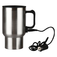 Car Heating Cups Kettle Boiling 12V Electric Thermos Water Heater Kettle Portable 450Ml for Travel Coffee Mug
