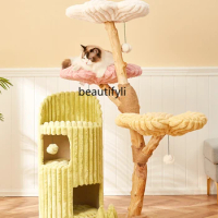 Dopamine cat climbing frame large cat tree jumping platform integrated luxury solid wood shelf villa cat nest tree hole
