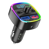 25Pcs/Lot T25 Bluetooth Car Kit Handsfree FM Transmitter Auto Bluetoooth 5.0 Car MP3 Player 2.4A Quick Charge USB Car Charger