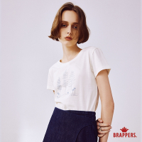 BRAPPERS 女款 簡約線條插畫風印花T恤-米白