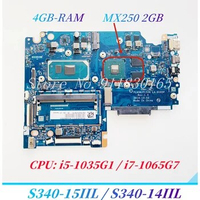 FL436/FL536 LA-H105P For Lenovo Ideapad S340-14IIL S340-15IIL Laptop Motherboard i5-1035G1/i7-1065G7 CPU MX250 2G GPU 4GB RAM