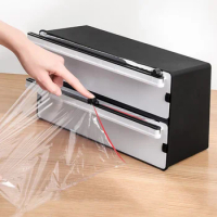 Food Film Dispenser Cutter Aluminum Foil Stretch Film Cutter Plastic Cling Film Wrap Dispenser Kitchen Storage Cutting Box Tools