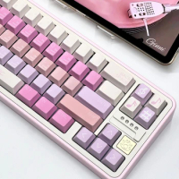 ECHOME Sound of Music Keycap Set 148keys Pastel Pink Lilac Beige Cute Key Caps Melody Cherry Customized Mechanical Keyboard Cap