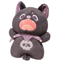 45cm Stuffed Throw Pillow Cartoon Surprised Bat Doll Cute Animals Plush Toys Birthday Gift for Girl Baby Black Bat Kawaii